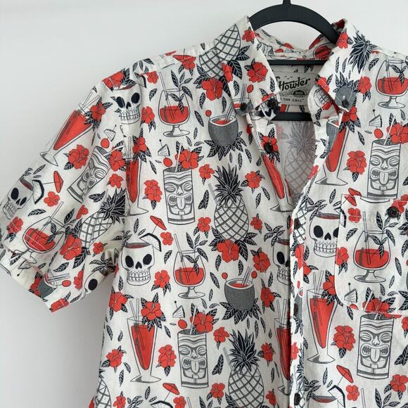 Howler Bros Shirt Mens Medium Tiki Tatsu Ya Skulls Aloha Hawaiian Surf Pineapple - Picture 2 of 10